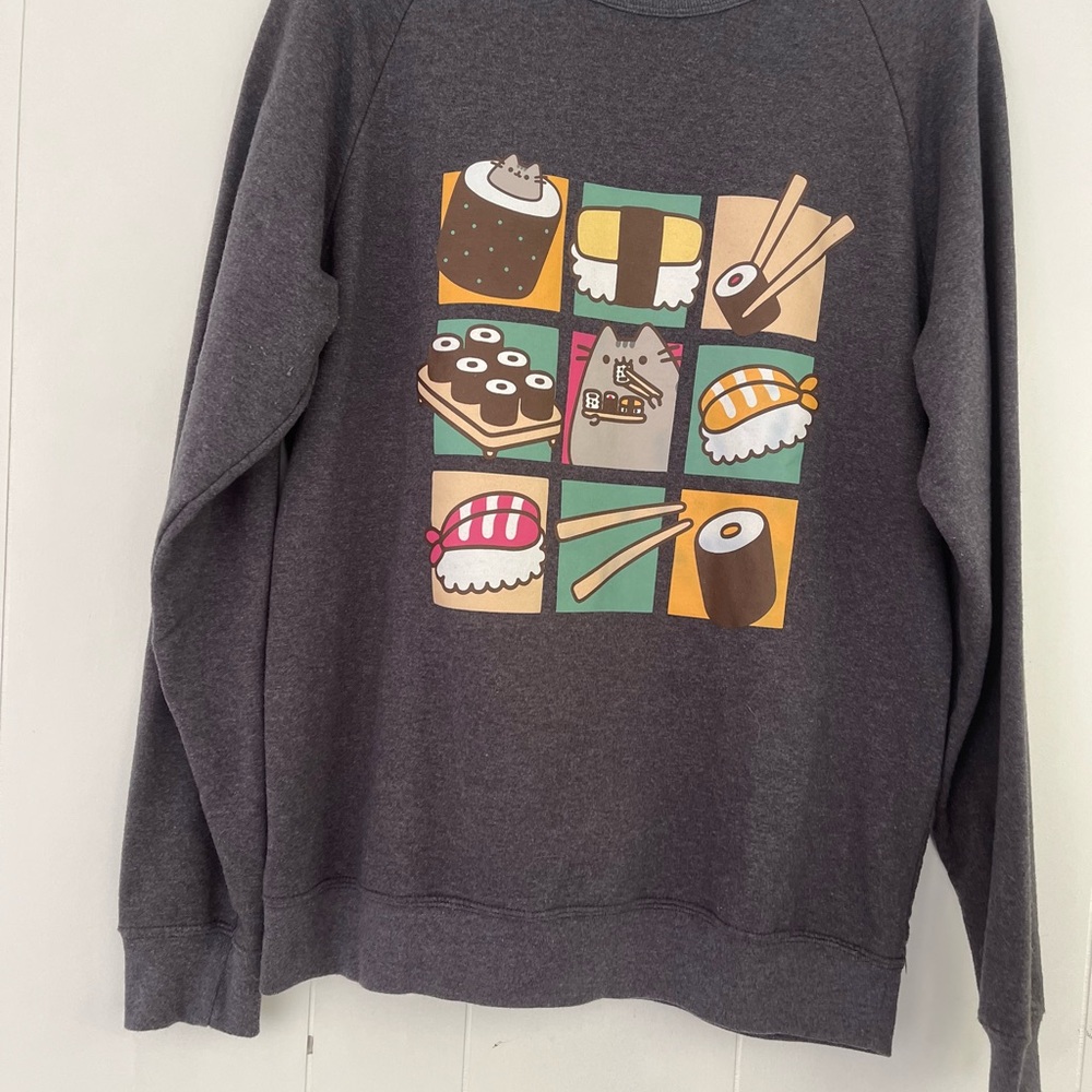 PUSHEEN Unisex Grey Sushi Pullover Sweatshirt Size Large - Picture 6 of 9